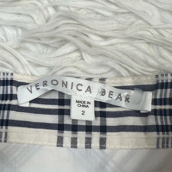 NWOT Veronica Beard Kaia Embroidered Check Ruffle Mini Skirt Blue Designer 2 - Picture 8 of 12